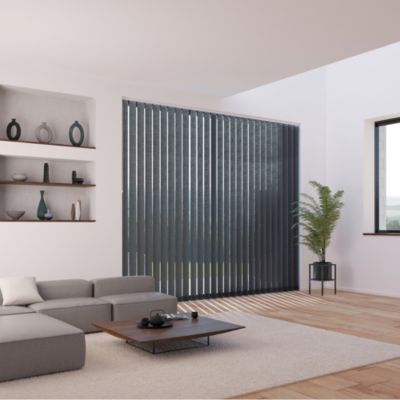 5 lamelles verticales orientables 89mm pour store californien en voile gris anthracite sans chaînette basse H.260cm Madeco