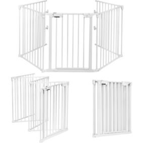 5 Pcs Barriere de Securite Enfant Bebe Barriere de Securite pour Chien Pilable avec Porte 74x57CM (Blanc)