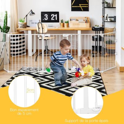 5 Pcs Barriere de Securite Enfant Bebe Barriere de Securite pour Chien Pilable avec Porte 74x57CM (Blanc)