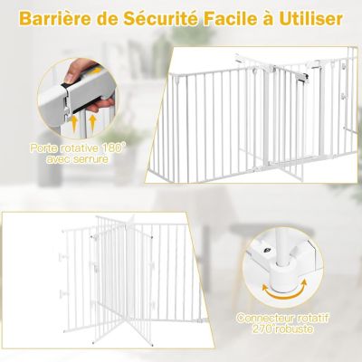 5 Pcs Barriere de Securite Enfant Bebe Barriere de Securite pour Chien Pilable avec Porte 74x57CM (Blanc)