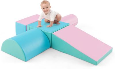 5 PCS Parcours Motricité Bébé avec Fermeture Clair, avec Remplissage en EPE, pour Enfants d'Âge Préscolaire, Grimper, Ramper
