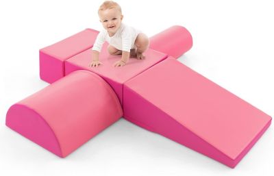5 PCS Parcours Motricité Bébé avec Fermeture Clair, avec Remplissage en EPE, pour Enfants d'Âge Préscolaire, Grimper, Ramper
