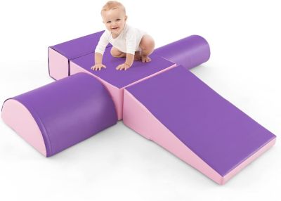 5 PCS Parcours Motricité Bébé avec Fermeture Clair, avec Remplissage en EPE, pour Enfants d'Âge Préscolaire, Grimper, Ramper