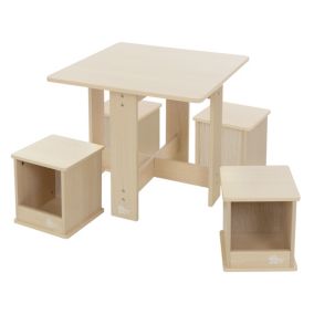 5 Pièces ensemble de meubles espace de rangement table à dessin 4 tabourets