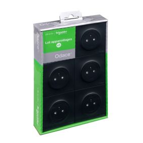 5 prises affleurantes Odace A 2 ports avec terre Schneider Electric