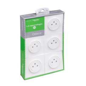 5 prises affleurantes Odace B 2 ports avec terre Schneider Electric