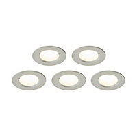 5 spots à encastrer rond LED intégrée GoodHome Octave IP20 blanc chaud métal chromé brossé Ø 8,5 cm