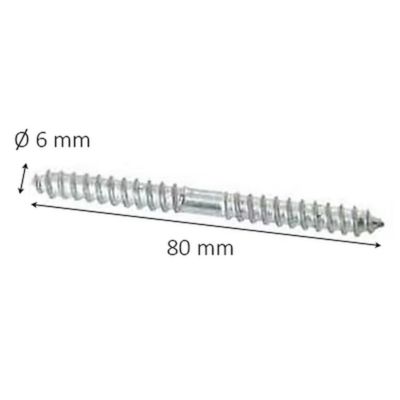 5 vis double filet pour bois acier zingué Diall Ø6 x l.80mm