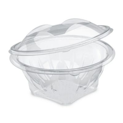 50 Barquettes Ronde 750 ml  Alimentaire PET avec Couvercle Attaché - Transparente, Usage Froid, Diamètre172 x H94 mm - D-