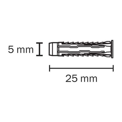 50 chevilles universelles Diall nylon Ø5x25mm