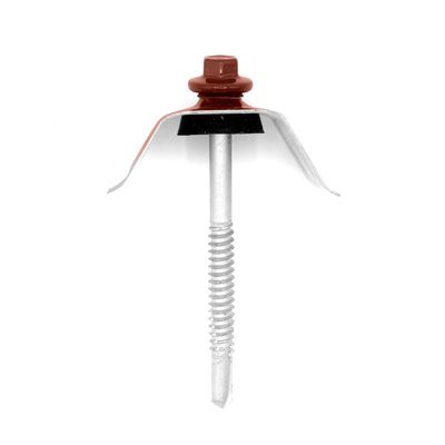 50 Kits de Fixation Sommet d'Onde pour Tôle Axel Rouge Tuile RAL 8012 6.3 x 75 mm support acier
