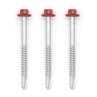 50 Kits de Fixation Sommet d'Onde pour Tôle Axel Rouge Tuile RAL 8012 6.3 x 75 mm support acier