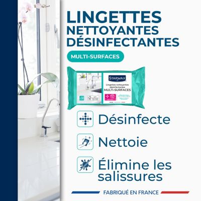 50 lingettes nettoyantes désinfectantes