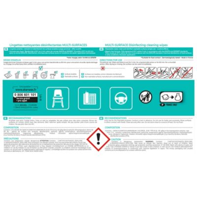 50 lingettes nettoyantes désinfectantes
