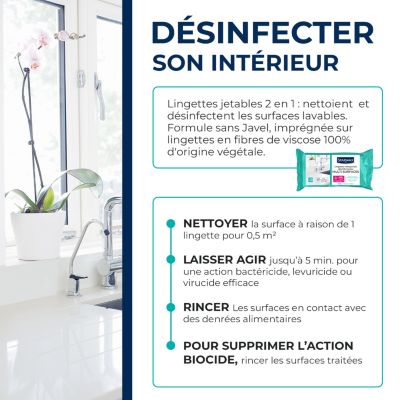 50 lingettes nettoyantes désinfectantes