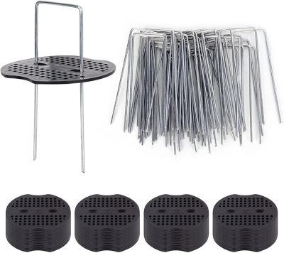 50 Piquets De Jardin Avec Rondelles, Piquets De Fixation En Acier Galvanisé Pour Baches Agraphes De Fixation De Toile