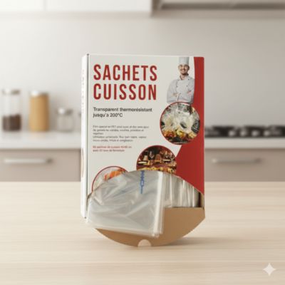 50 sachets cuisson taille 45 cm x 50 cm + liens de fermeture