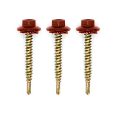 50 vis de fixation en plage pour support bois 4.8x38 Rouge Tuile RAL 8012