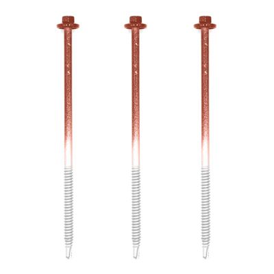 50 Vis pour support bois 6.3x150 Rouge Tuile RAL 8012