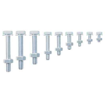 500 boulons tête héxagonale avec écrous et rondelles - assortiment