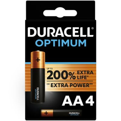 Pile alcaline AA (LR6) Duracell Optimum, lot de 4
