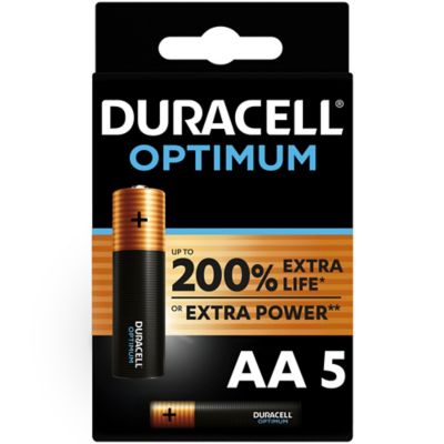 Pile alcaline AA (LR6) Duracell Optimum, lot de 5