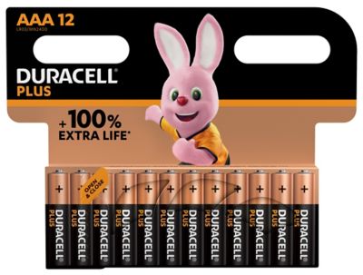 Pile alcaline AAA (LR03) Duracell Plus, lot de 12