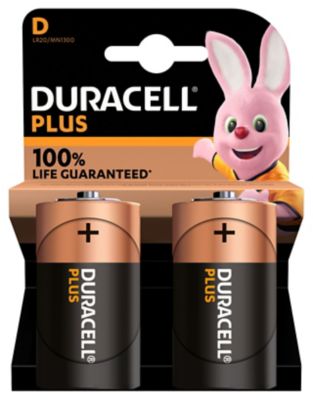 Pile alcaline D (LR20) Duracell Plus, lot de 2