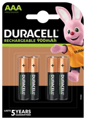 Pile rechargeable AAA (LR03) Duracell 900Mah, lot de 4
