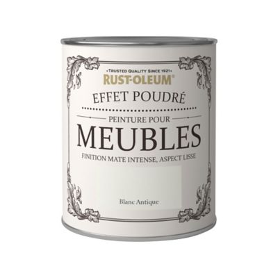 Peinture pour meubles Rust-Oleum blanc antique effet poudré mat intense 125ml