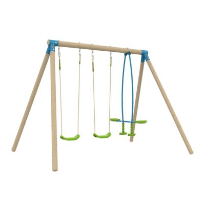 Portique TP Toys Ceyreste Barbiche 2 balançoires + vis-à -vis L.303 x l.204 x H.224 cm
