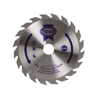 Scie circulaire Faithfull TCT 235 x 16253035mm 20T rapide Rip FAIZ23520