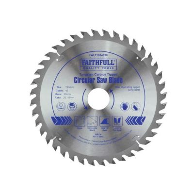 Scie circulaire FAITHFULL FAIZ1904030 Lame 190 x 162030mm x 40T fine Cross Cut