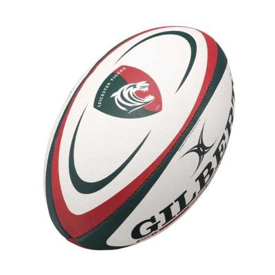 Balle de rugby Gilbert Leicester Tigers mini replica vert rouge blanc noir
