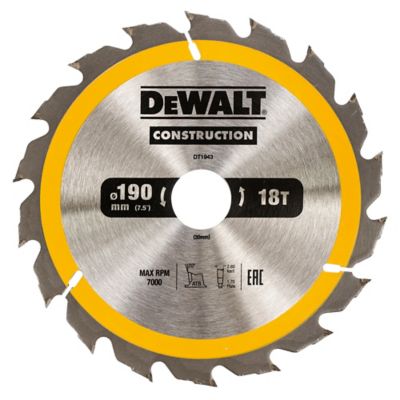 Lame scie circulaire construction TCT 190 x30 18T DEWALT