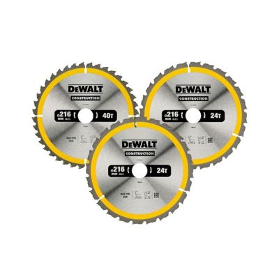 DEWALT - Coffret plastique de 3 lames Construction pour scie circulaire stationnaires : DT1952x2, DT1953