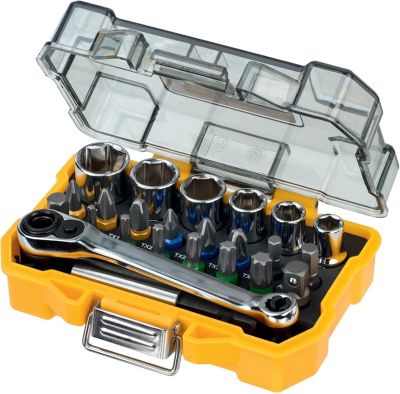 Coffret 24 pièces douilles et embouts 25 mm, acier allié, étui compact - DEWALT DT71516-QZ