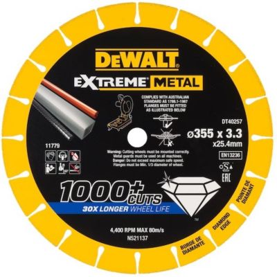 Disque Extreme Métal 355 x 25.4 x 3.3 mm DEWALT DT40257 QZ - vue 3