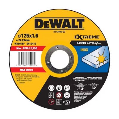 Disque à tronçonner Inox 125x22 2mm Épaisseur 1.6mm moyeu plat DT43906 QZ Dewalt - vue 4