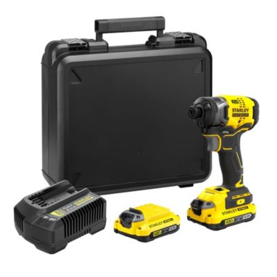 Stanley FATMAX V20 Visseuse à Impacts Sans Fil 18 V Li Ion Moteur Brushless 190 Nm 3800 cpsmn avec 1 Mallette 2 Batteries 2 Ah SFMCF820D2K QW Jaune - vue 2