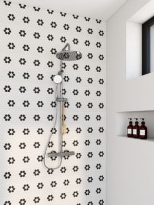 GoodHome - Mosaïque noir et blanc 30x30cm Glina