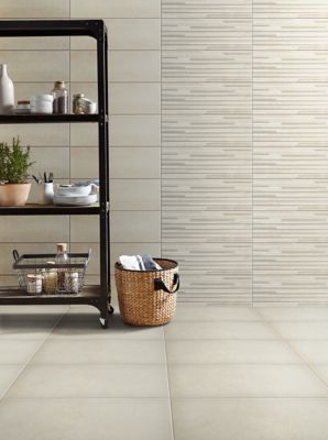 Carrelage mural ivoire 20x60cm Konkrete GoodHome