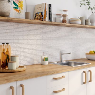 GoodHome - Mosaïque beige 30,5x31cm Travertino pierre naturelle