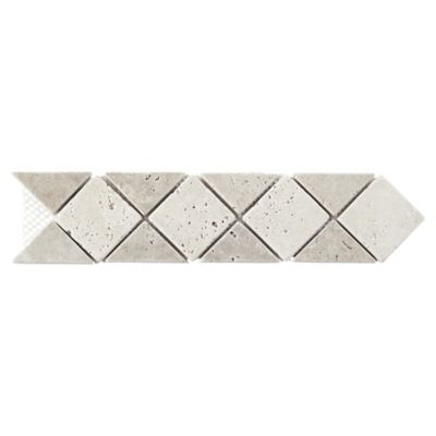 GoodHome - Listel Travertin lozange en pierre naturelle 31.5x6,7cm beige et marron