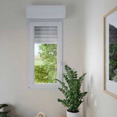 Fenêtre PVC 1 vantail oscillo-battant + volet roulant électrique GoodHome blanc - l.40 x h.45 cm, ti