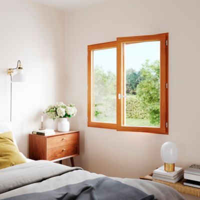 Fenêtre bois 2 vantaux GoodHome - l.100 x h.75 cm, tirant droit