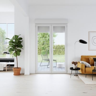 Porte fenêtre PVC 2 vantaux tirant + volet roulant électrique GoodHome blanc - l.120 x h.215 cm, tir