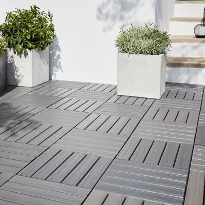 Lot de 4 dalles clipsables composite gris Lempa 30 x 30 cm