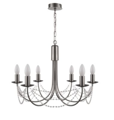 GoodHome - Lustre Suhel 6 ampoules E14 1P20 chrome brossé