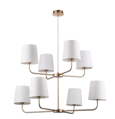 Lustre Arrioph 8 lampes E14 IP20 blanc et or